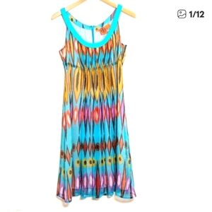 Tory‎ Burch Silk Ikat Print Sleeveless Sundress Dress